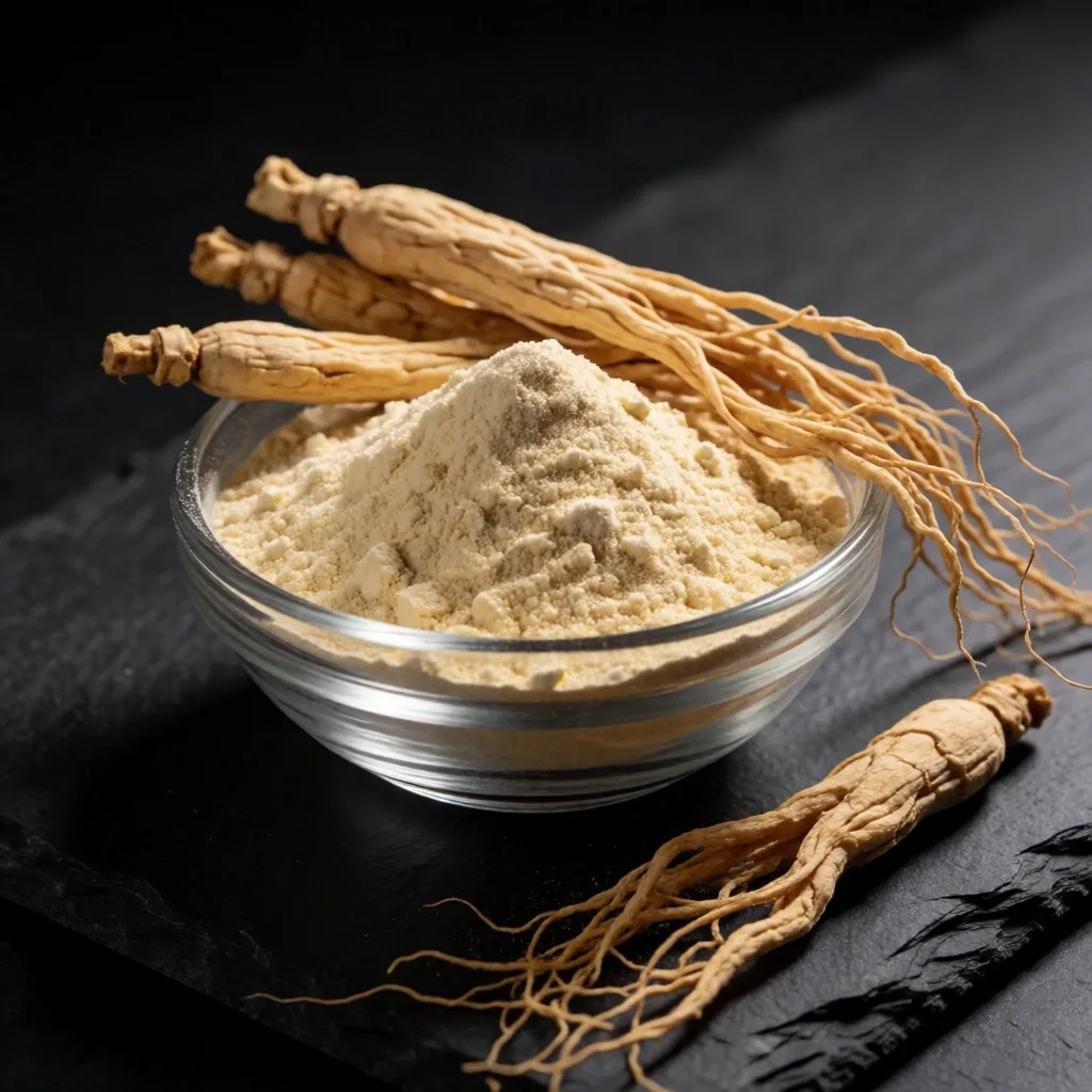 Cross-section of ginseng root under cold studio light