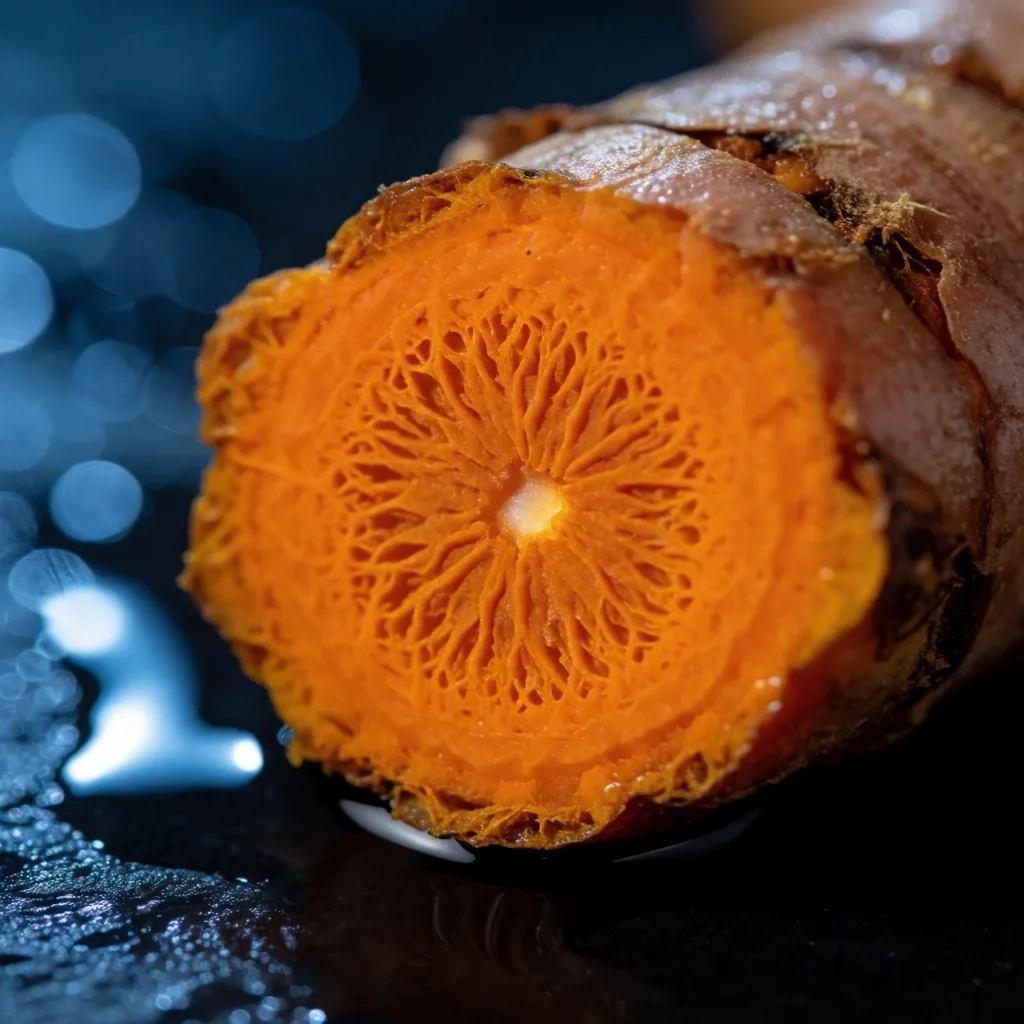 Botanical root cross-section on dark stone
